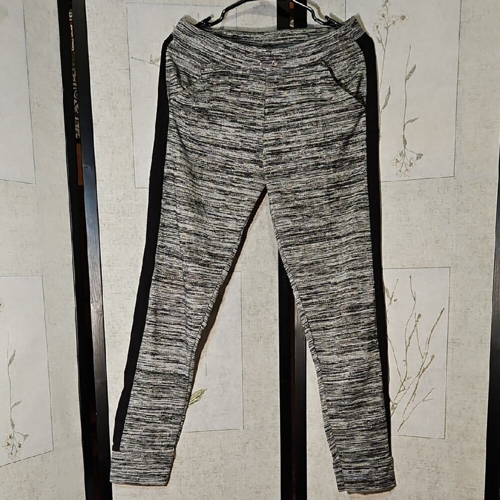 Stylish Heathered Track Pants with Black Stripes